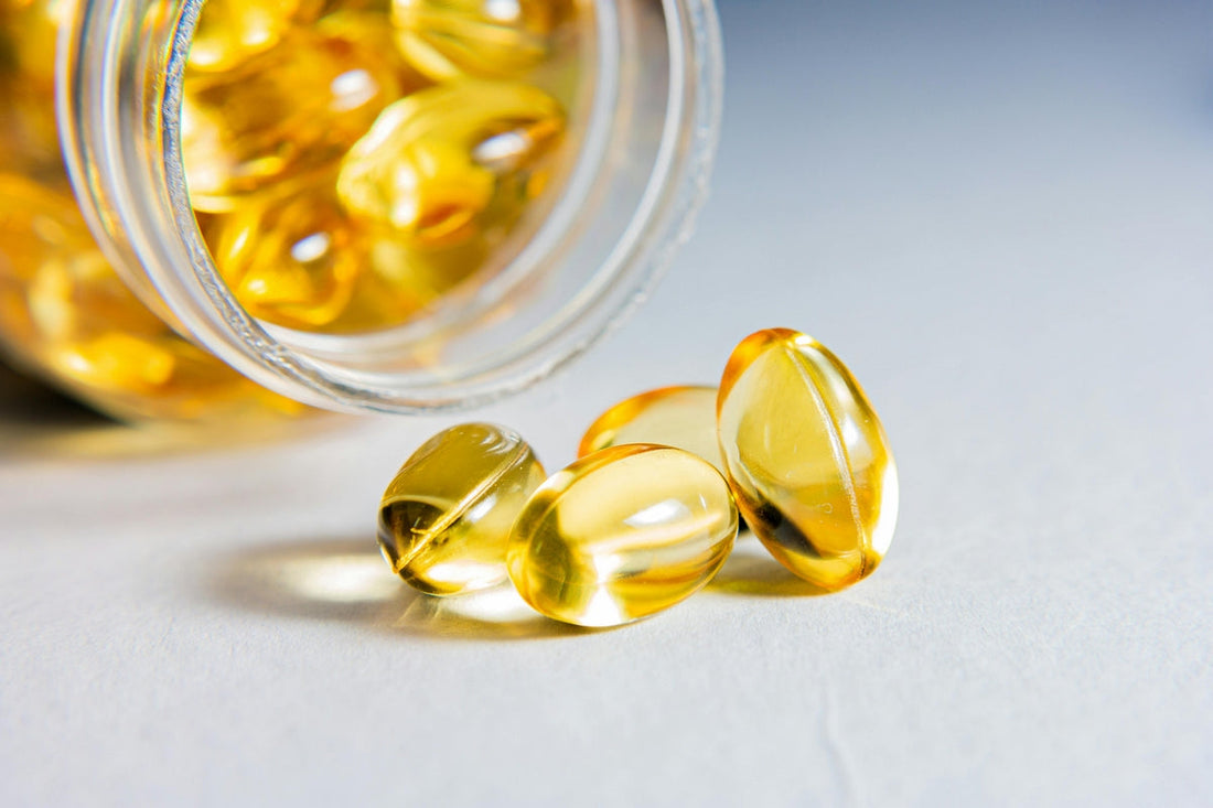softgel krill oil capsules on a desk – natural brain function and memory support supplement